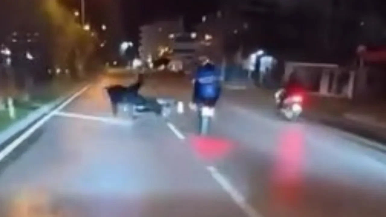 Motosiklet kazasında facia kıl payı atlatıldı! Tek teker kazası kamerada