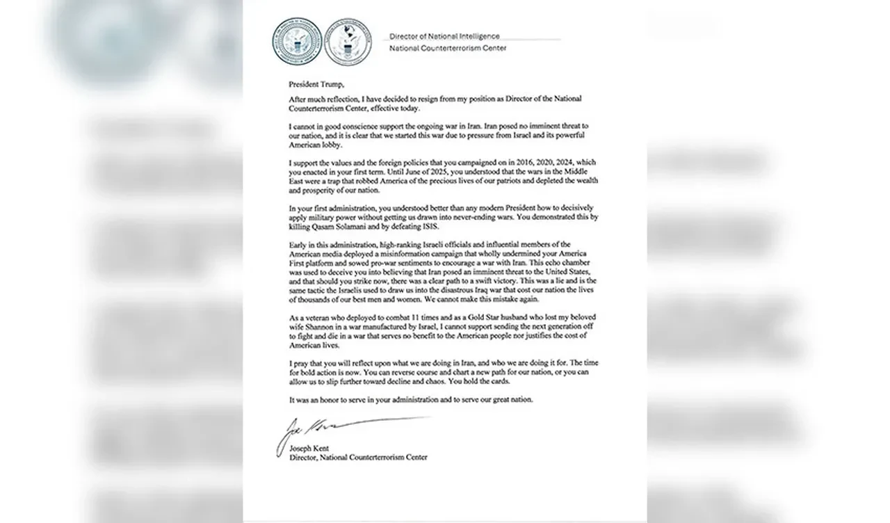 Trump’ın Ulusal Terörle Mücadele Direktörü Joe Kent İran savaşına karşı çıktığını duyurup istifa etti 