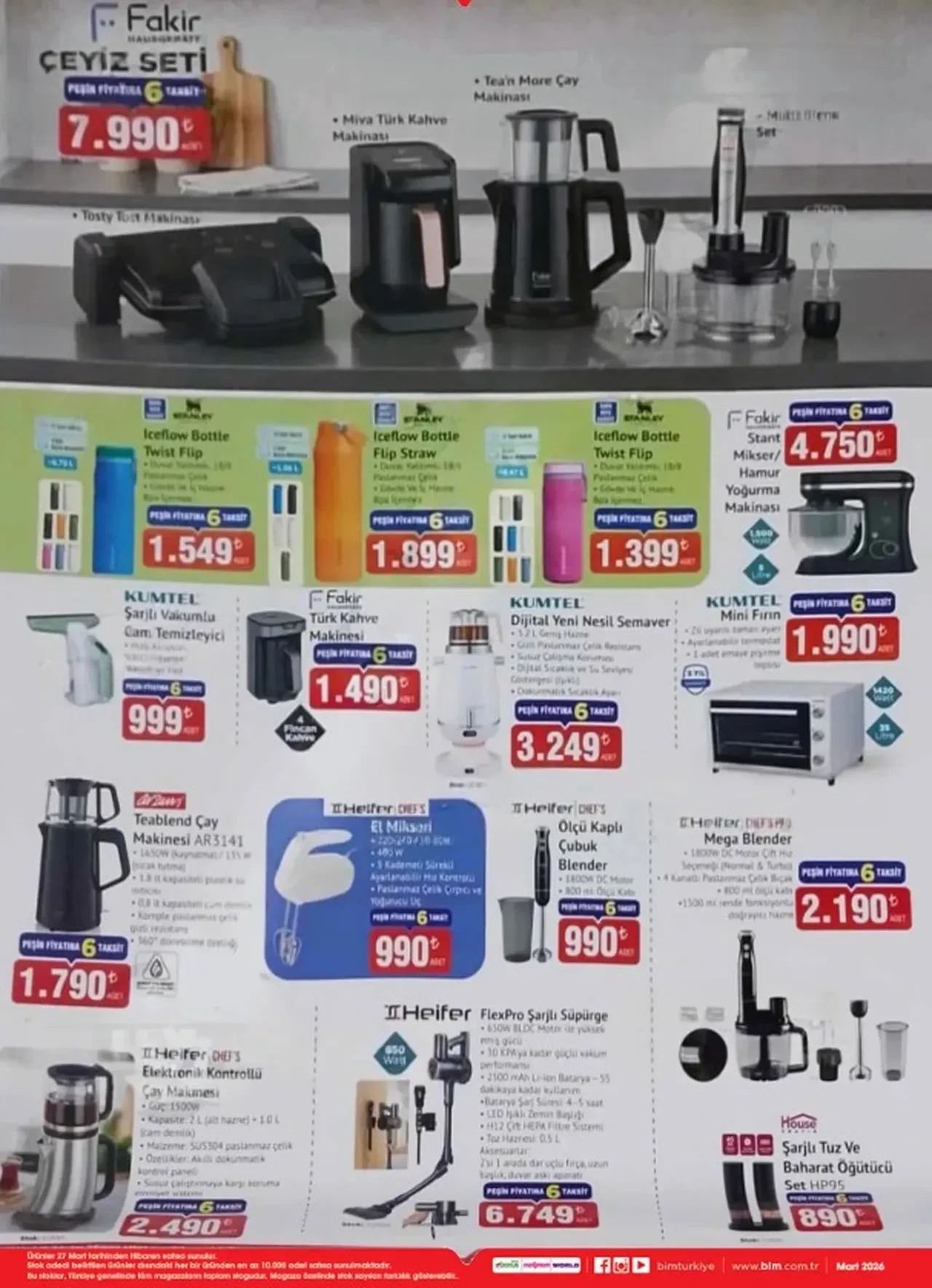 BİM 20-27 Mart aktüel ürünler kataloğu 2026 yayımlandı! Çeyiz seti, semaver, mini fırın, hava nemlendirici ve çelik termos geliyor