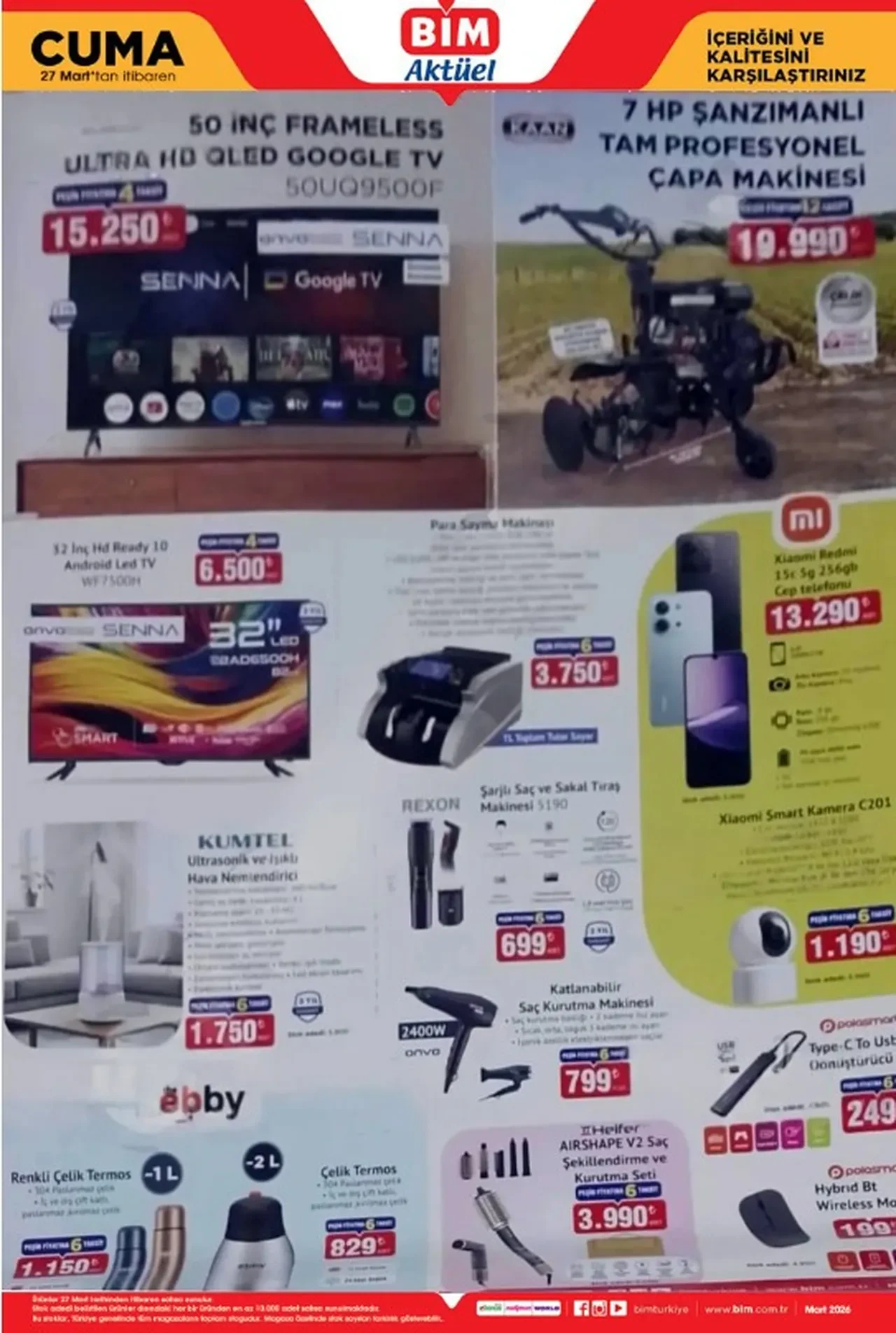 BİM 20-27 Mart aktüel ürünler kataloğu 2026 yayımlandı! Çeyiz seti, semaver, mini fırın, hava nemlendirici ve çelik termos geliyor