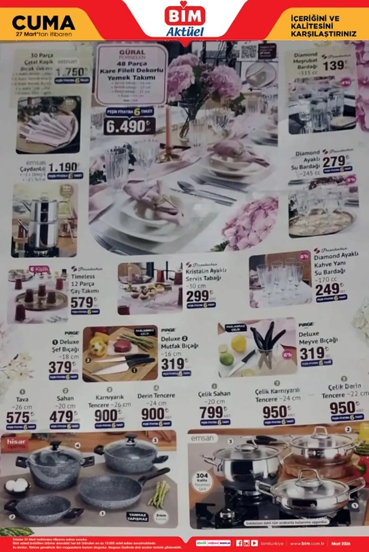 BİM 20-27 Mart aktüel ürünler kataloğu 2026 yayımlandı! Çeyiz seti, semaver, mini fırın, hava nemlendirici ve çelik termos geliyor