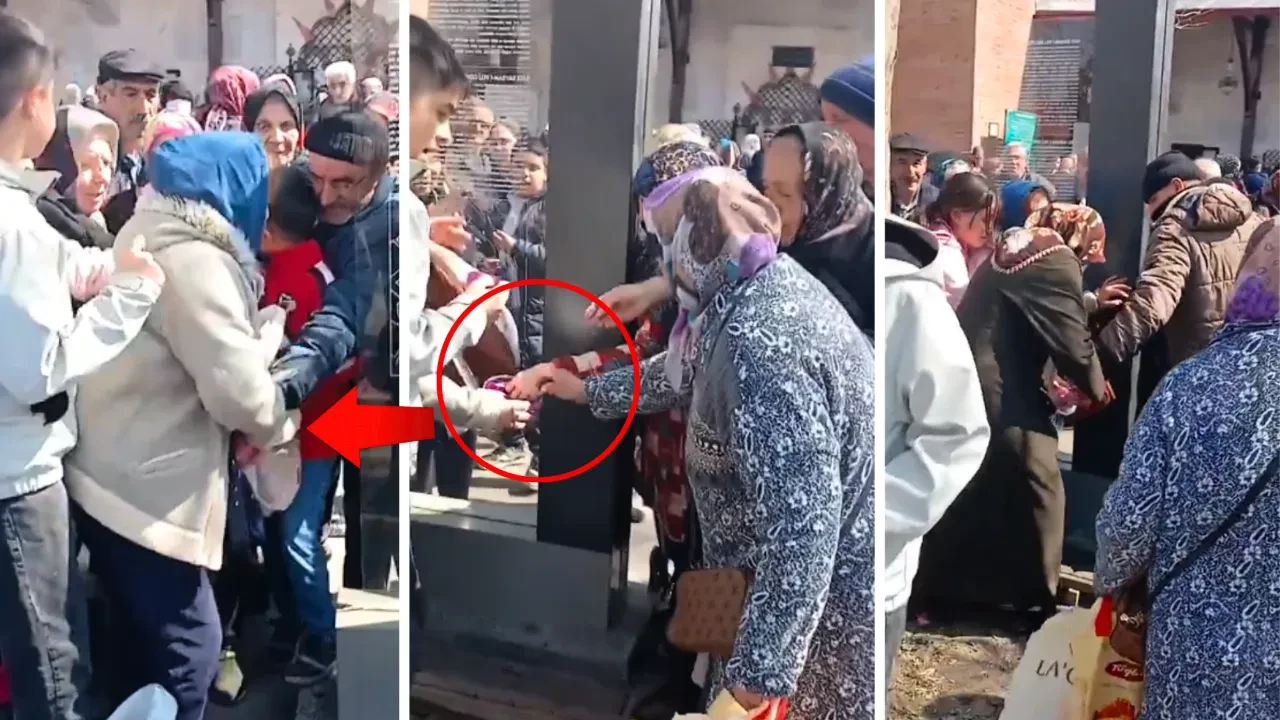 Hayır için şeker dağıtmak istedi, izdiham çıktı! O anlar kamerada