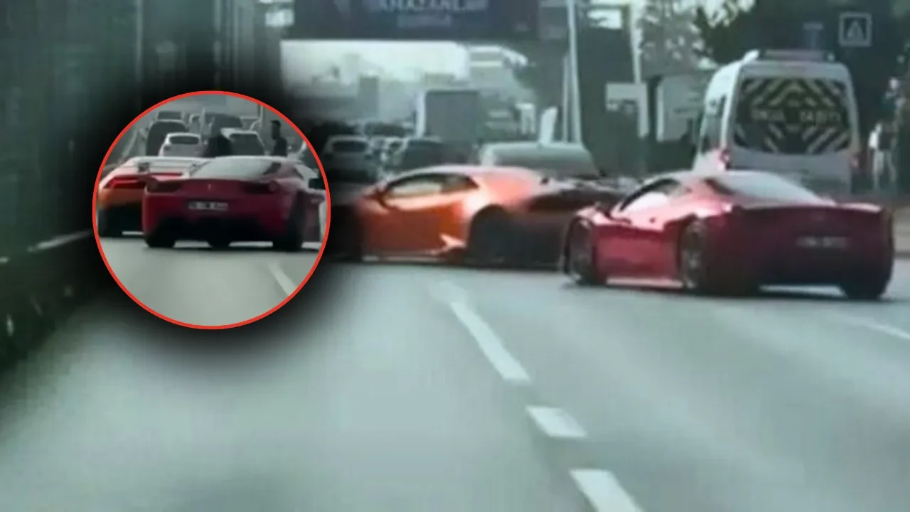 Trafiği birbirine kattılar! Bursa'da Lamborghini ve Ferrari sürücülerine 100 bin TL ceza