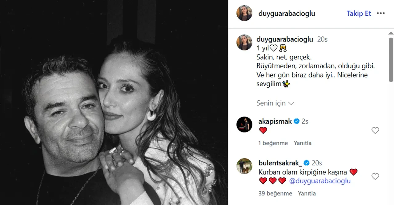 Bülent Şakrak ile Duygu Arabacıoğlu'ndan yıl dönümü kutlaması