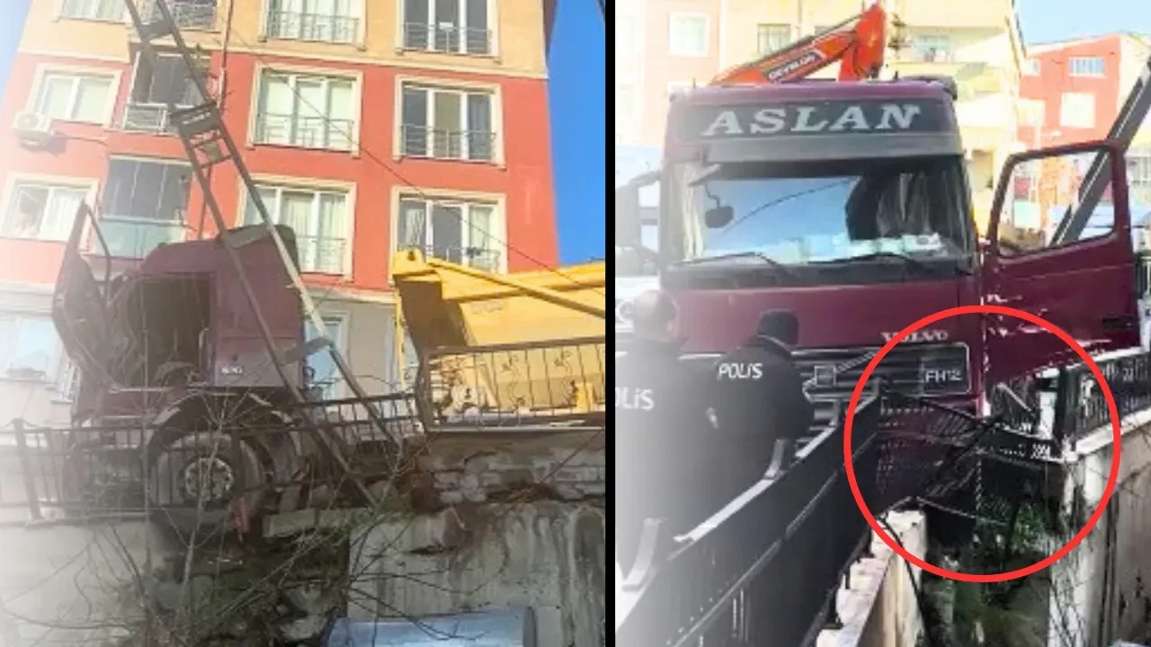 Kamyonun sürücüsüne çarptığı anlar kamerada!