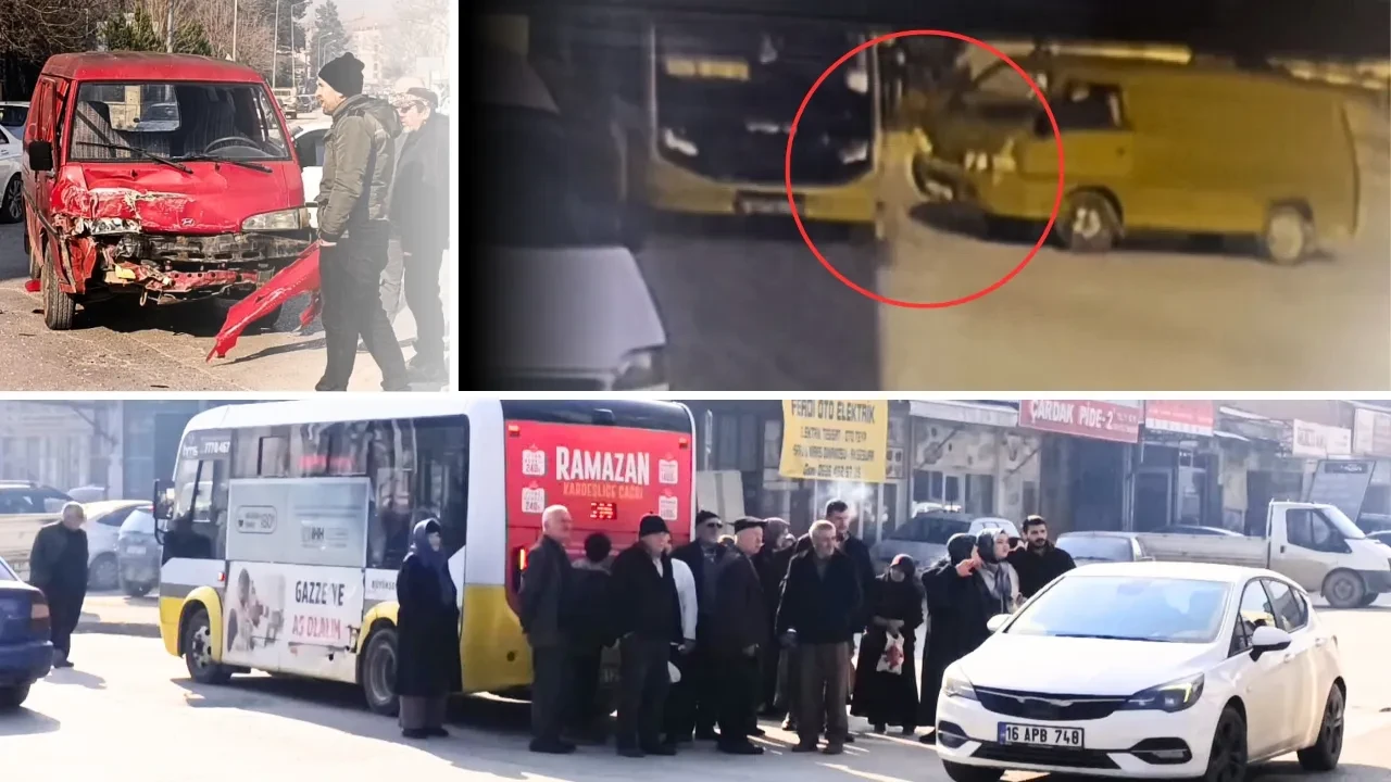Otobüs ile minibüs çarpıştı! O anlar güvenlik kamerasına saniye saniye yansıdı