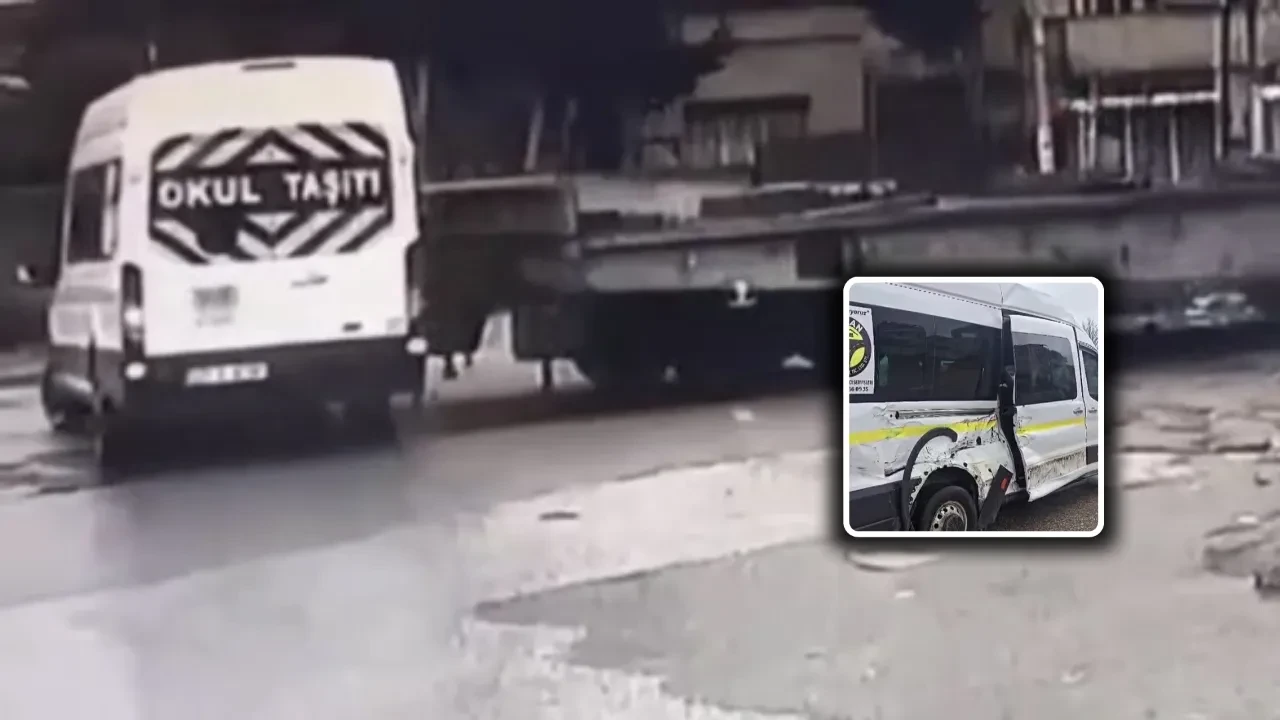 Öğrenci servisi ile tren çarpıştı! Yürekleri ağza getiren kaza kamerada