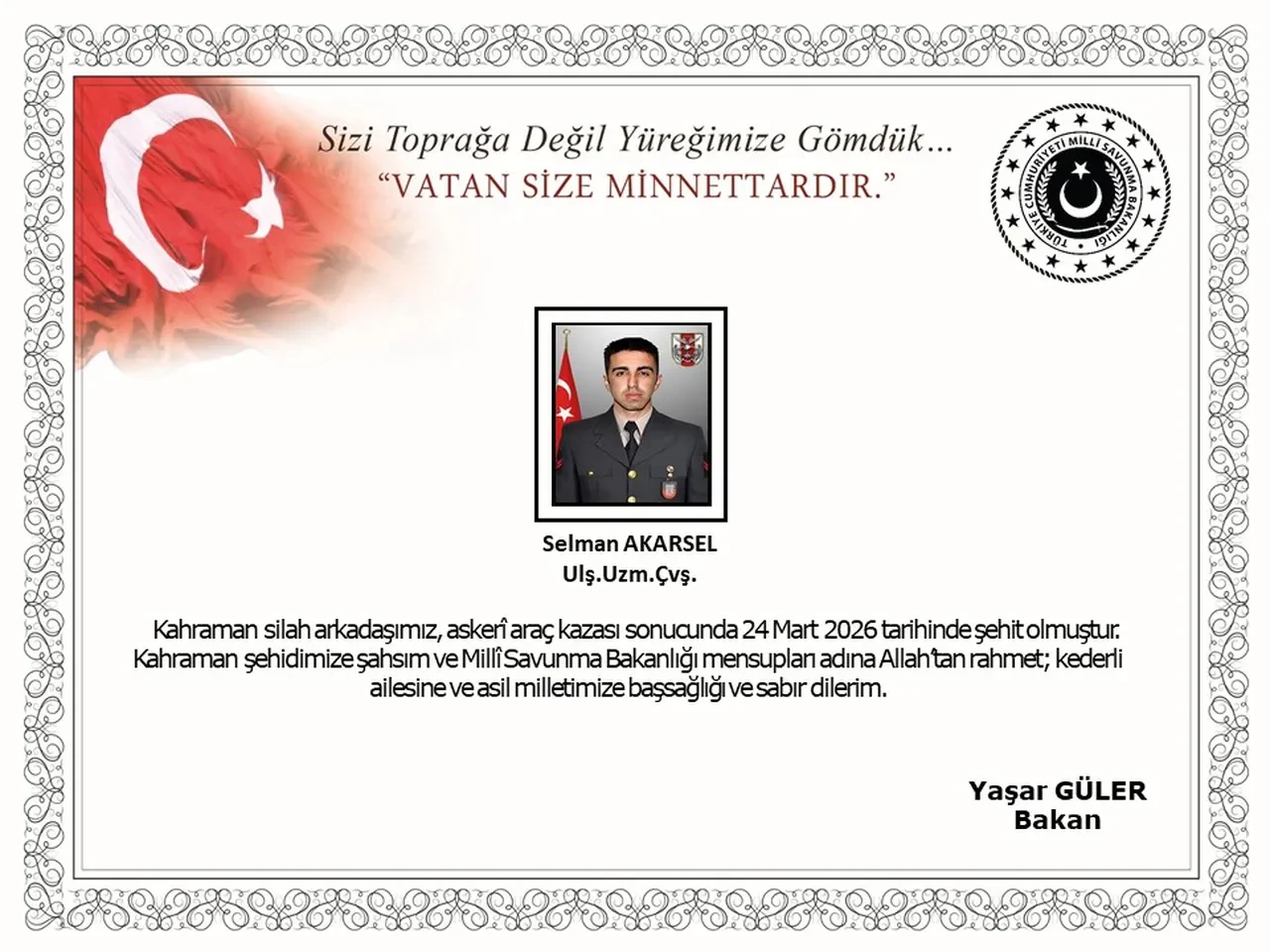 MSB acı haberi duyurdu! 2 askerimiz kaza sonucu şehit oldu