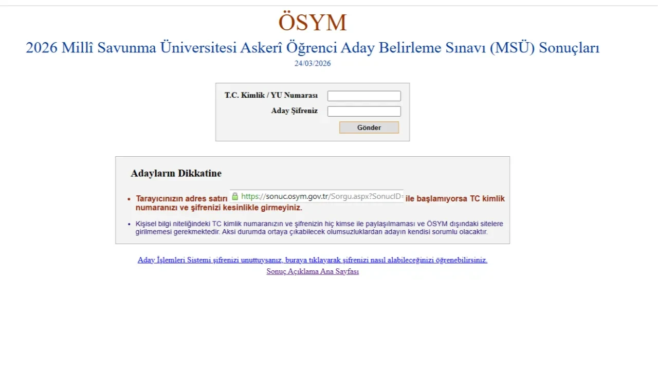 MSÜ sınav sonuçları 2026 sorgulama ekranı sonuc.osym.gov.tr! MSÜ sınav sonuçları son dakika açıklandı 