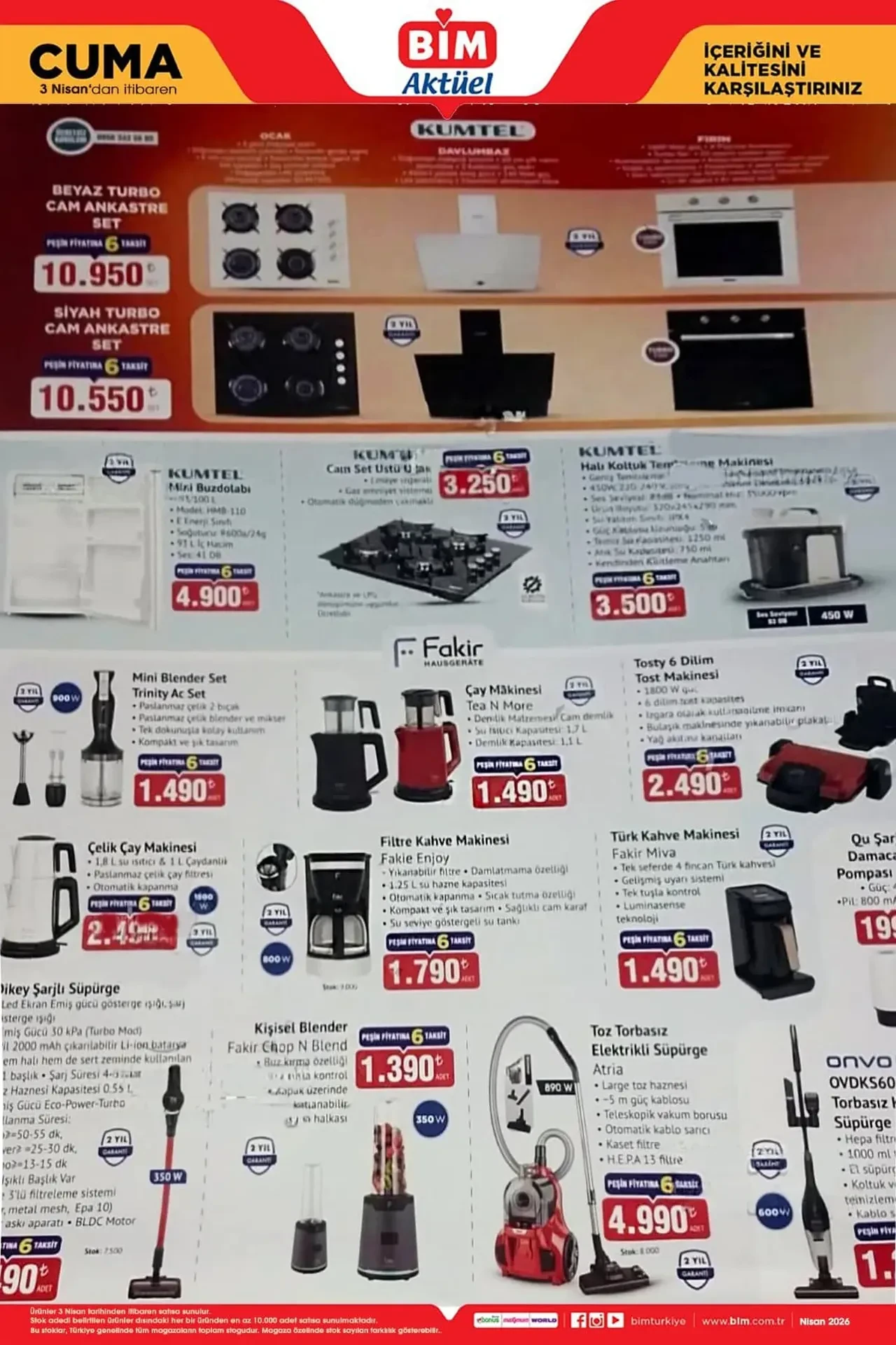 BİM 27 Mart- 3 Nisan Aktüel Ürünler Kataloğu 2026 yayımlandı! Mini buzdolabı, tost makinesi, torbasız süpürge ve set üstü ocak geliyor