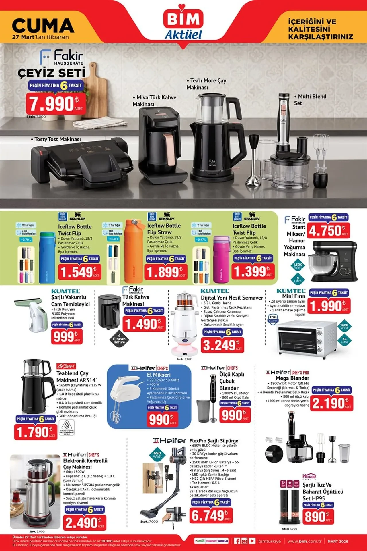 BİM 27 Mart- 3 Nisan Aktüel Ürünler Kataloğu 2026 yayımlandı! Mini buzdolabı, tost makinesi, torbasız süpürge ve set üstü ocak geliyor