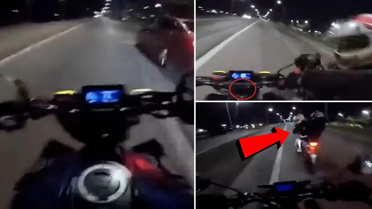 Otobanda hızla giden motoru tek bir hamle ile çaldılar! Arjantin'de akılalmaz hırsızlık