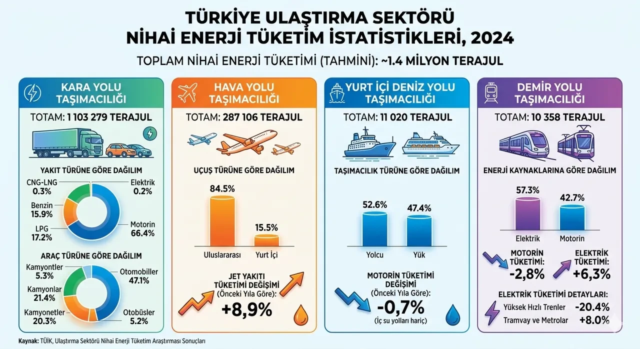 TÜİK ulaşım karnesini açıkladı: Aslan payı kara yolunun