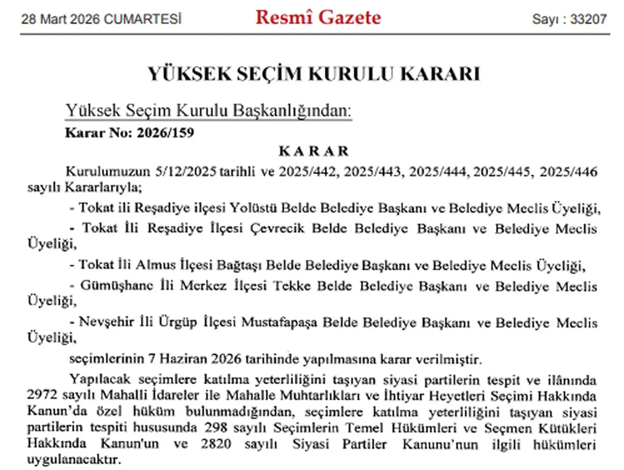 YSK seçim tarihini açıkladı! 5 beldede sandık kurulacak