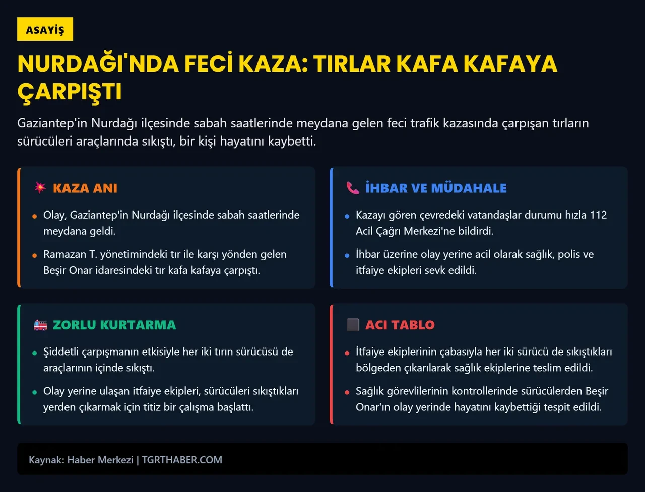 Gaziantep’te feci kaza! İki tır kafa kafa çarpıştı: Sürücü sıkıştığı yerde can verdi