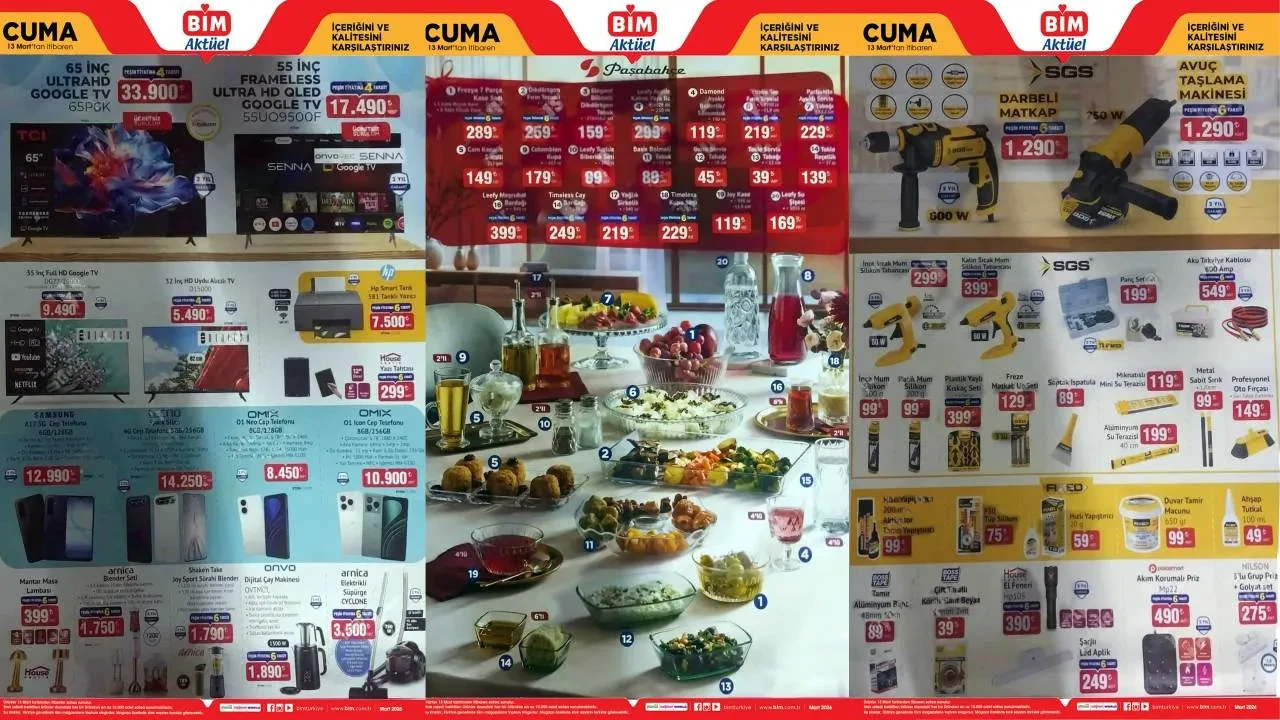 BİM Aktüel Kataloğu 6-13 Mart 2026! Sürahili blender seti, yazı tahtası, cep telefonu ve televizyon modelleri raflara geliyor 
