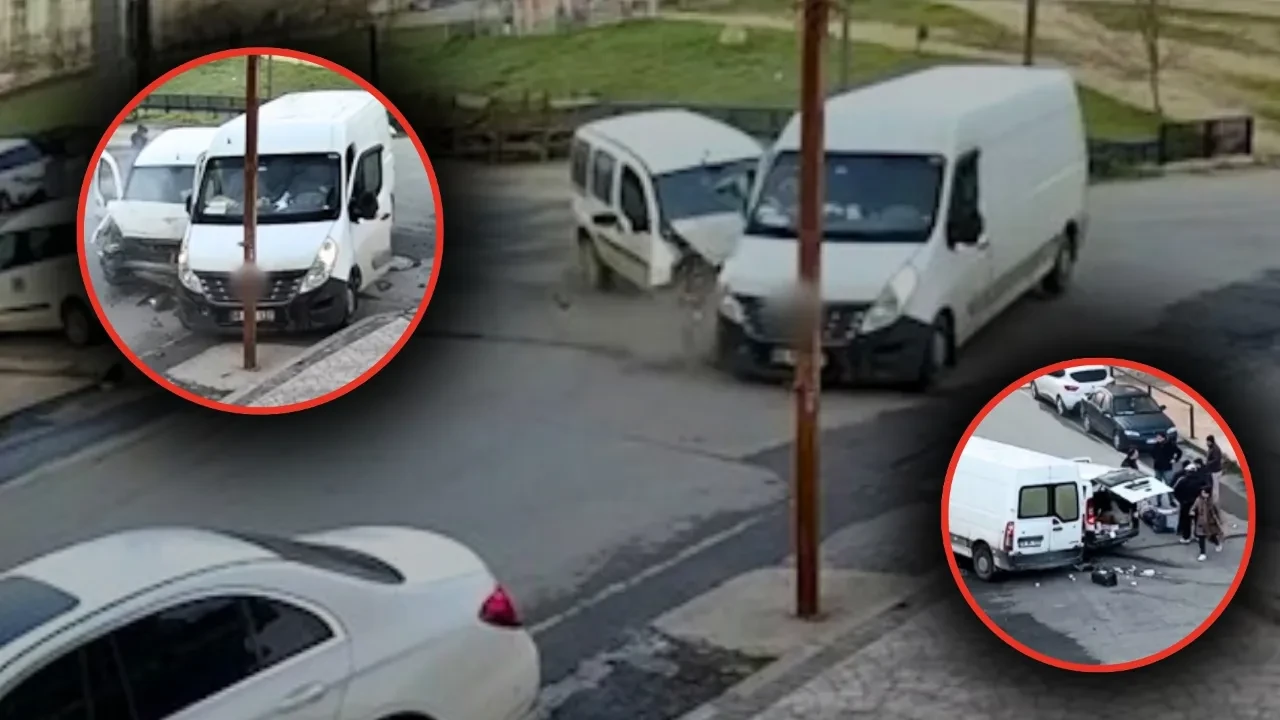 İki otomobil çarpıştı! O korkunç anlar kamerada