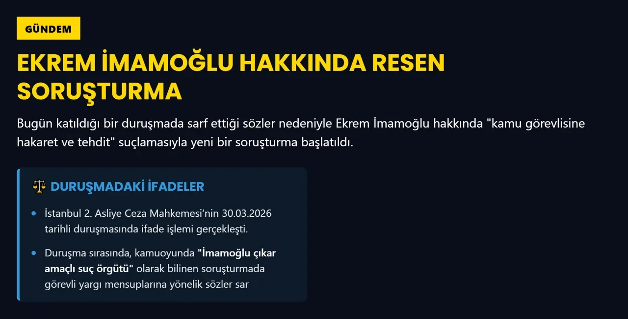 Ekrem İmamoğlu hakkında bir soruşturma daha! Duruşmada söylediği sözler sonrası harekete geçildi