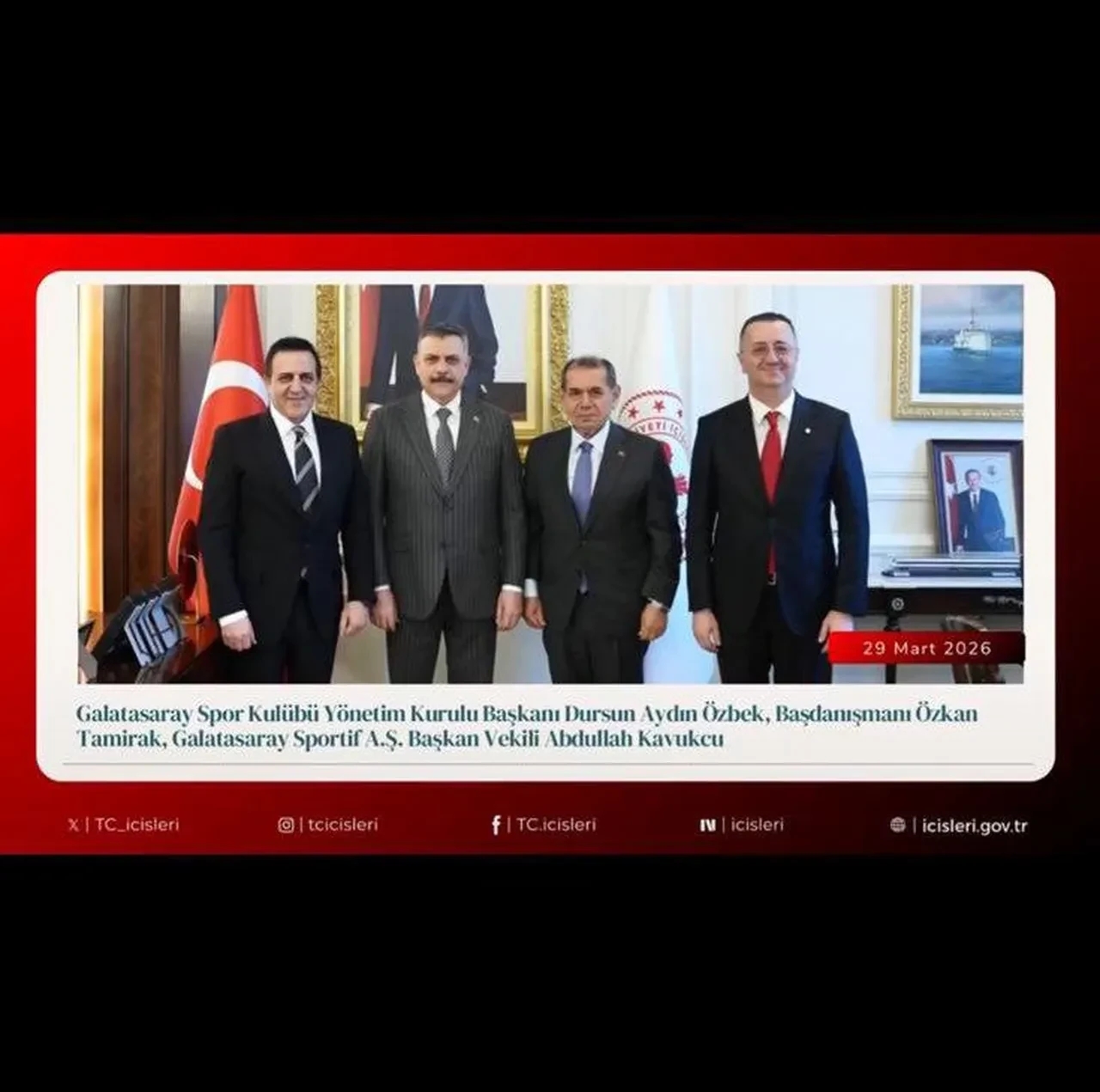 Galatasaray Başkanı Dursun Özbek'ten İçişleri Bakanı Mustafa Çiftçi’ye 'Hayırlı Olsun' ziyareti!