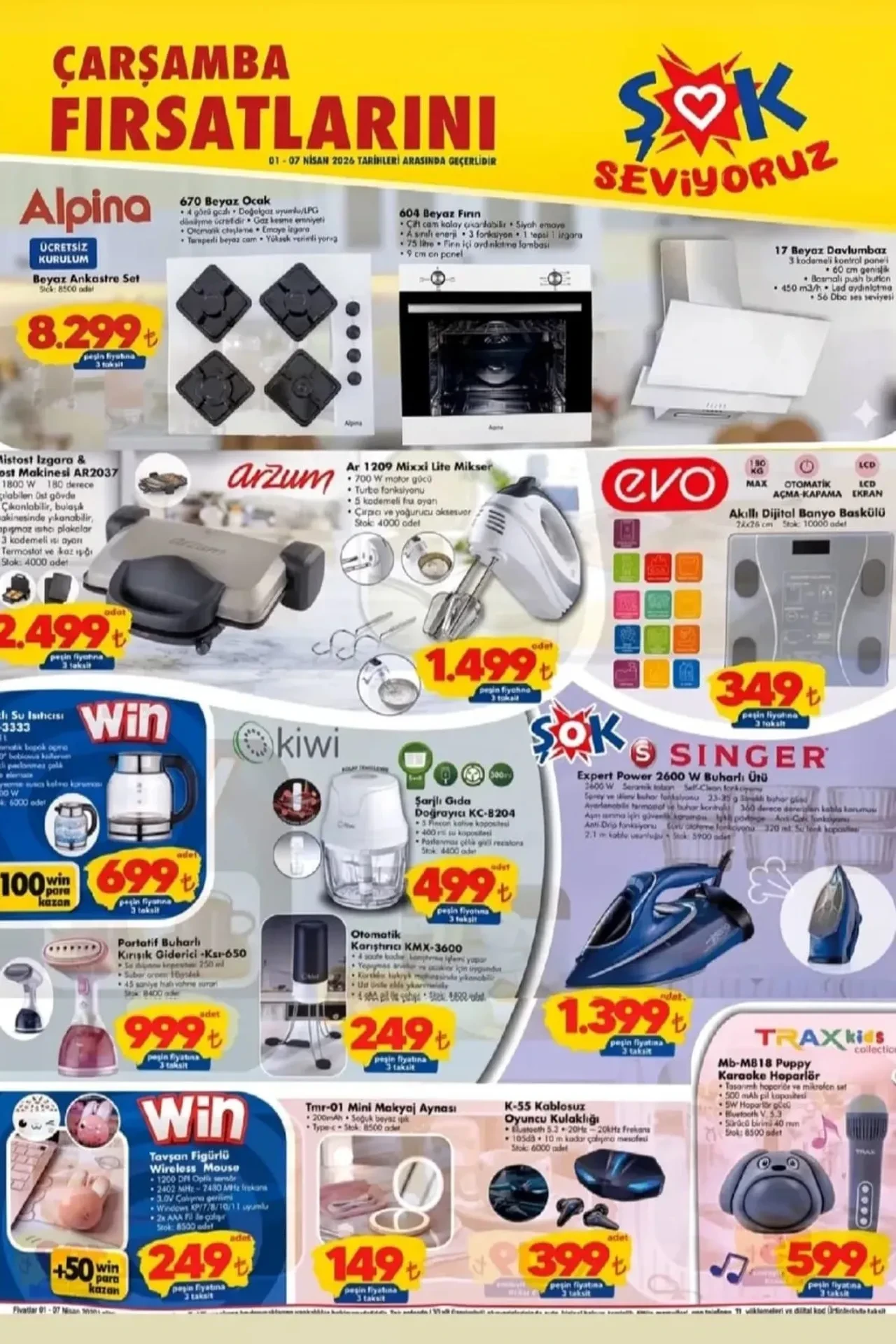 ŞOK 1- 7  Nisan Aktüel Ürünler Kataloğu 2026 belli oldu! Buharlı ütü, su ısıtıcı, dikey süpürge, blender seti, çay-kahve seti geliyor