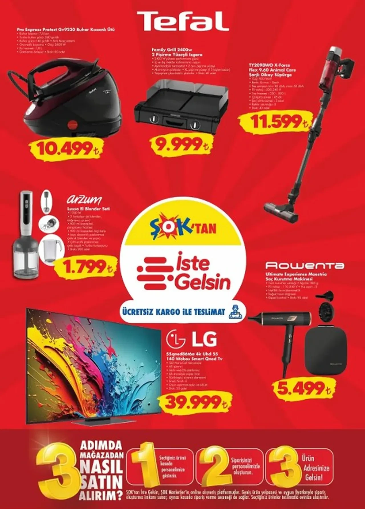 ŞOK 1- 7  Nisan Aktüel Ürünler Kataloğu 2026 belli oldu! Buharlı ütü, su ısıtıcı, dikey süpürge, blender seti, çay-kahve seti geliyor