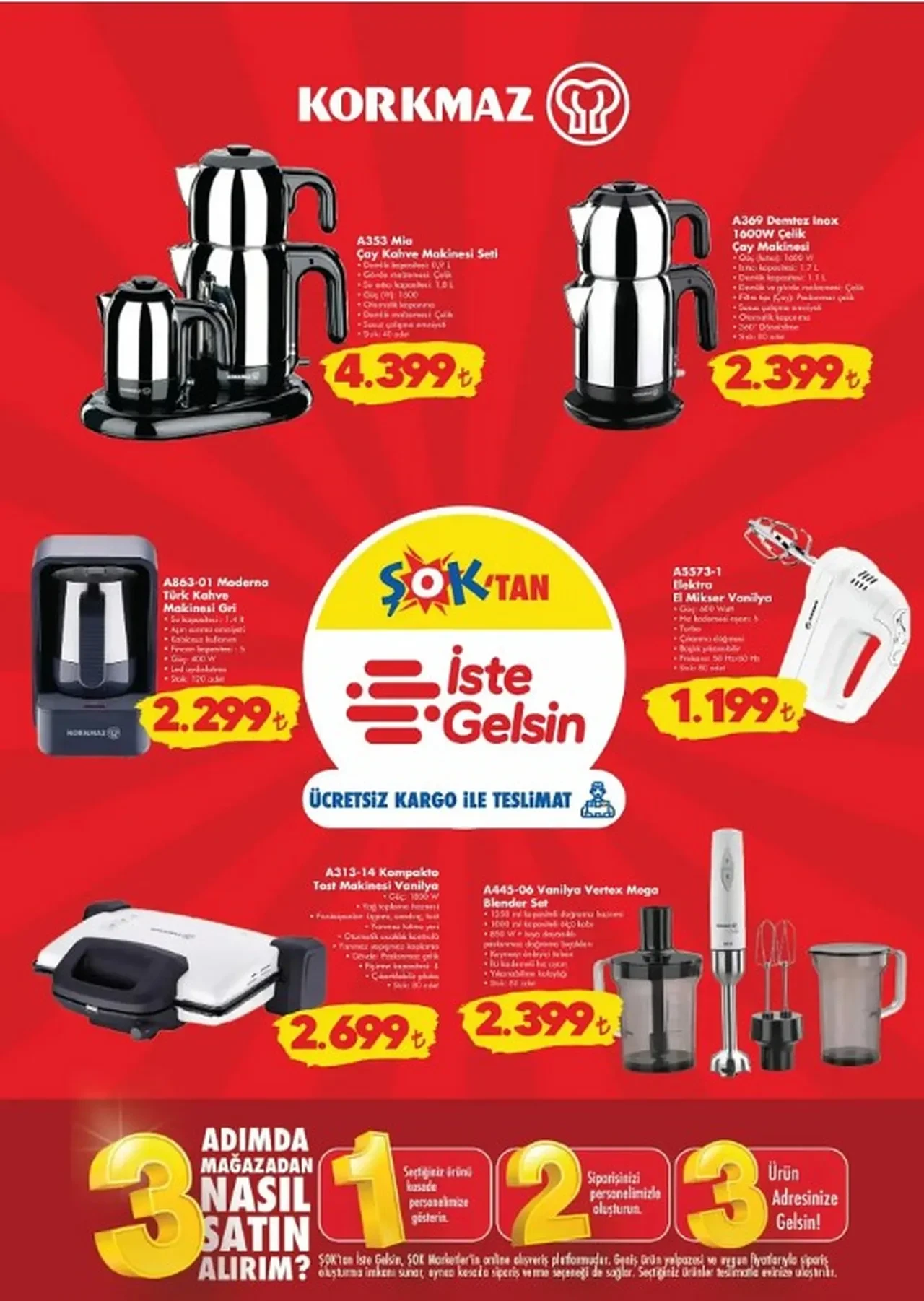 ŞOK 1- 7  Nisan Aktüel Ürünler Kataloğu 2026 belli oldu! Buharlı ütü, su ısıtıcı, dikey süpürge, blender seti, çay-kahve seti geliyor