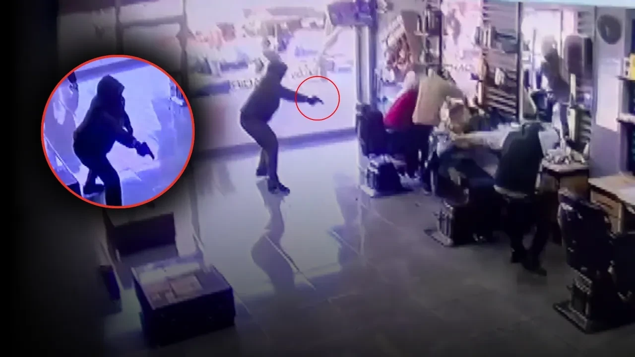 Ortalığı savaş alanına çevirdi :Berberde böyle ateş etti. Dehşet anları kamerada!