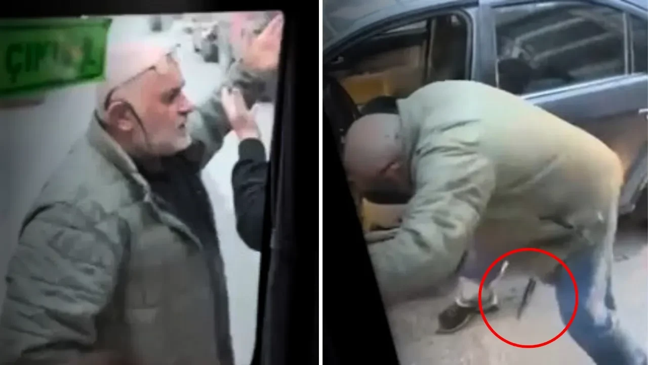 Trafikte maganda dehşeti: Minibüsü durdurup bıçak çekti! Korku dolu anlar kamerada