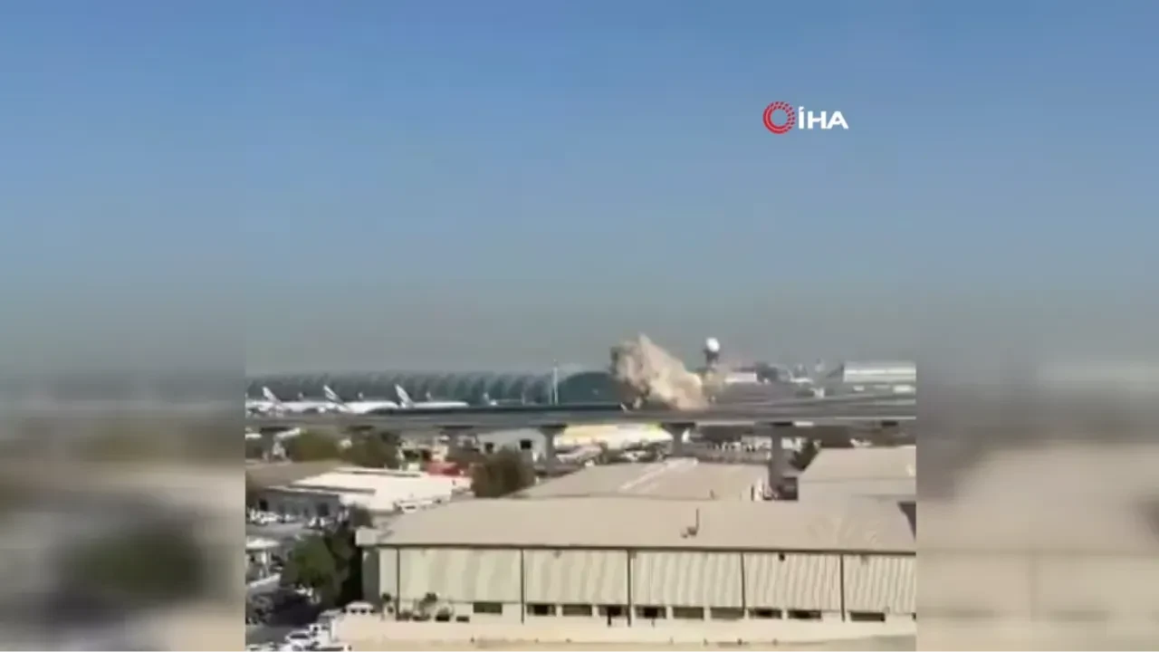 Dubai Uluslararası Havalimanına İHA saldırısı anı kamerada!