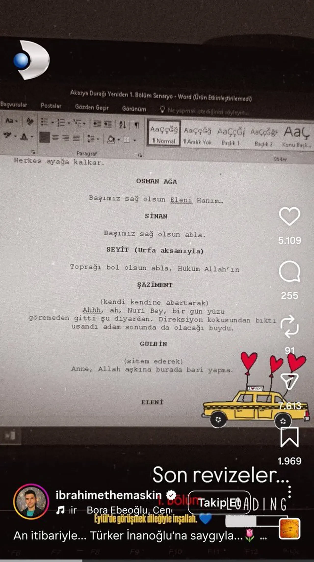 Akasya Durağı’nın senaryosu tamamlanıyor! İbrahim Ethem Aşkın ilk bölümü paylaştı