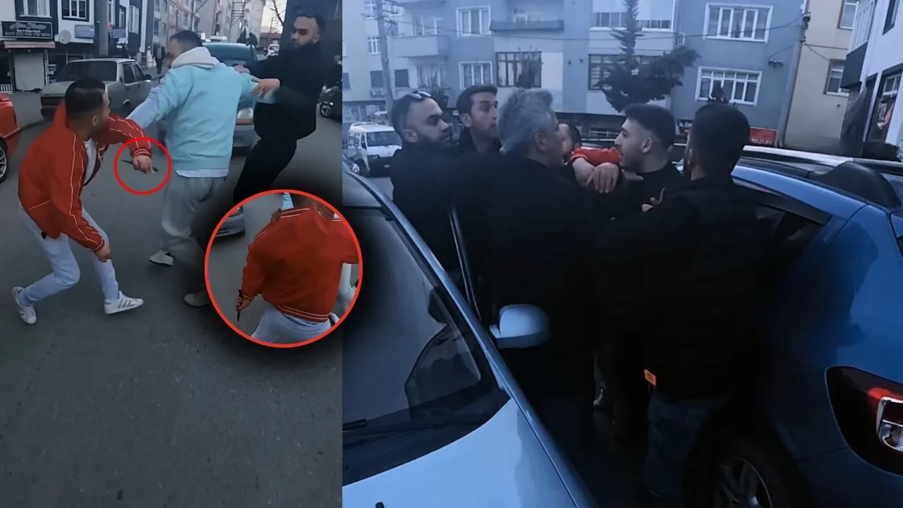 İki otomobil sürücüsü arasındaki yol verme kavgası işte böyle görüntülendi: Emaneti verin