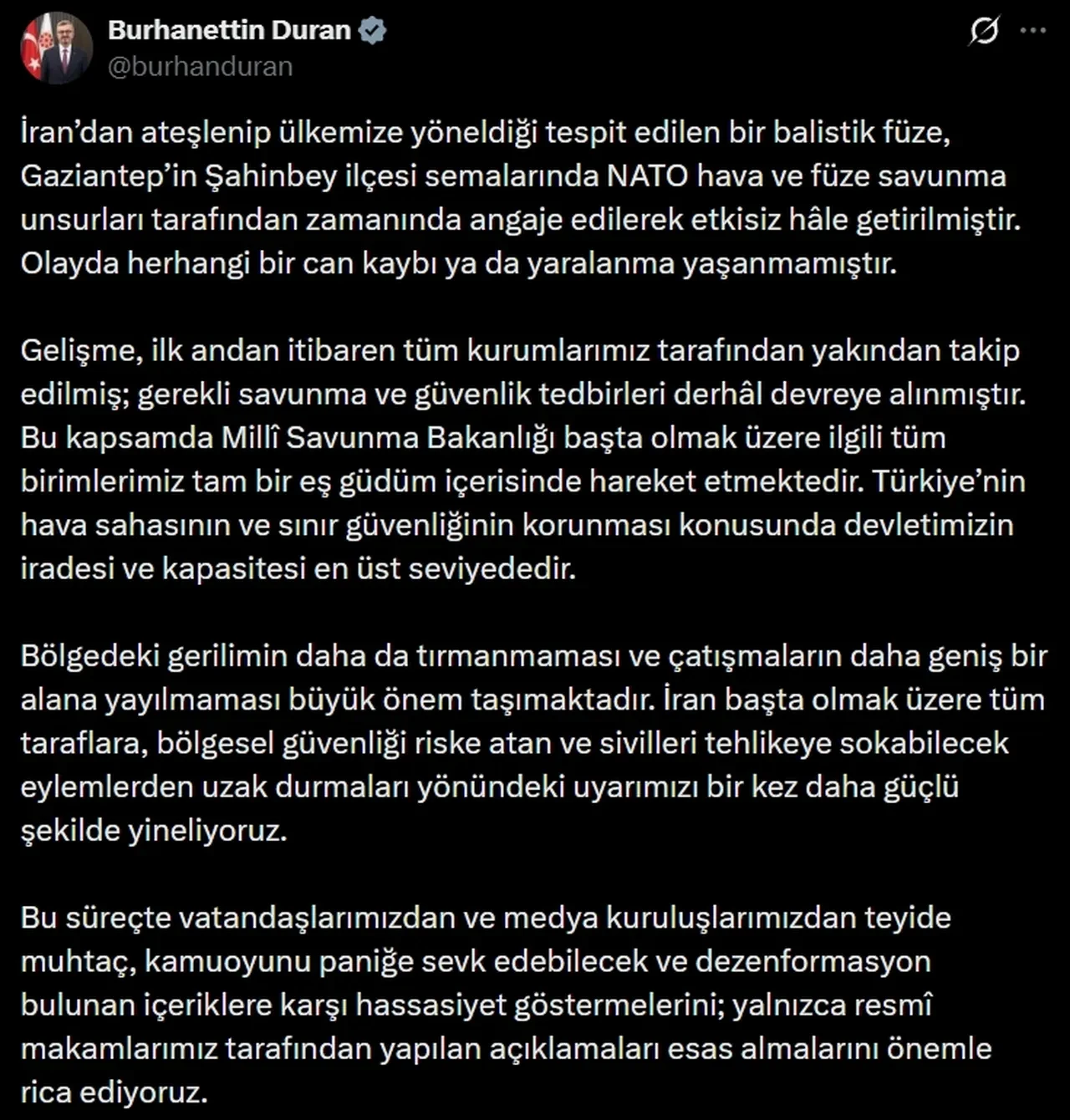 İran Türkiye'ye füze mi attı, füzeyi kim düşürdü? MSB ve NATO'dan açıklama geldi