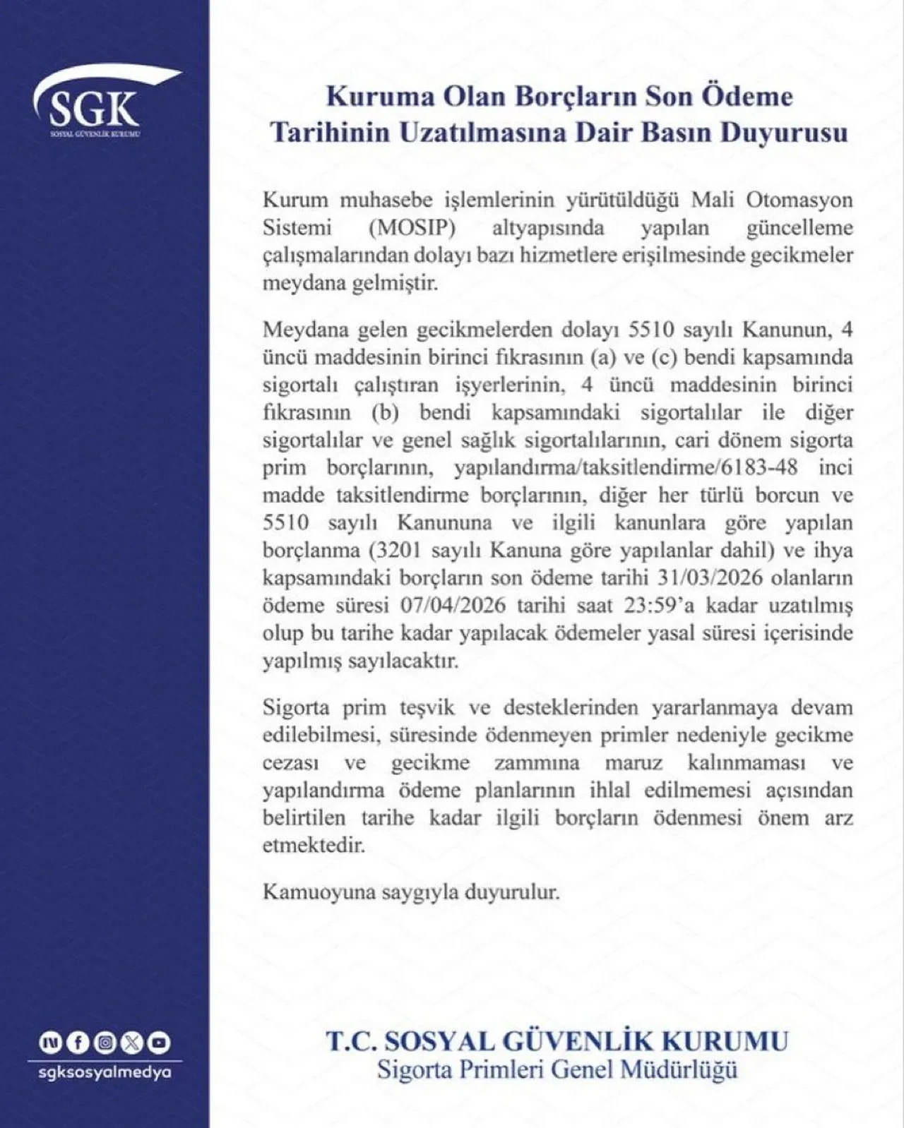 SGK ödemeleri uzatıldı mı? MOSİP sistem arızası ve yeni ödeme tarihi