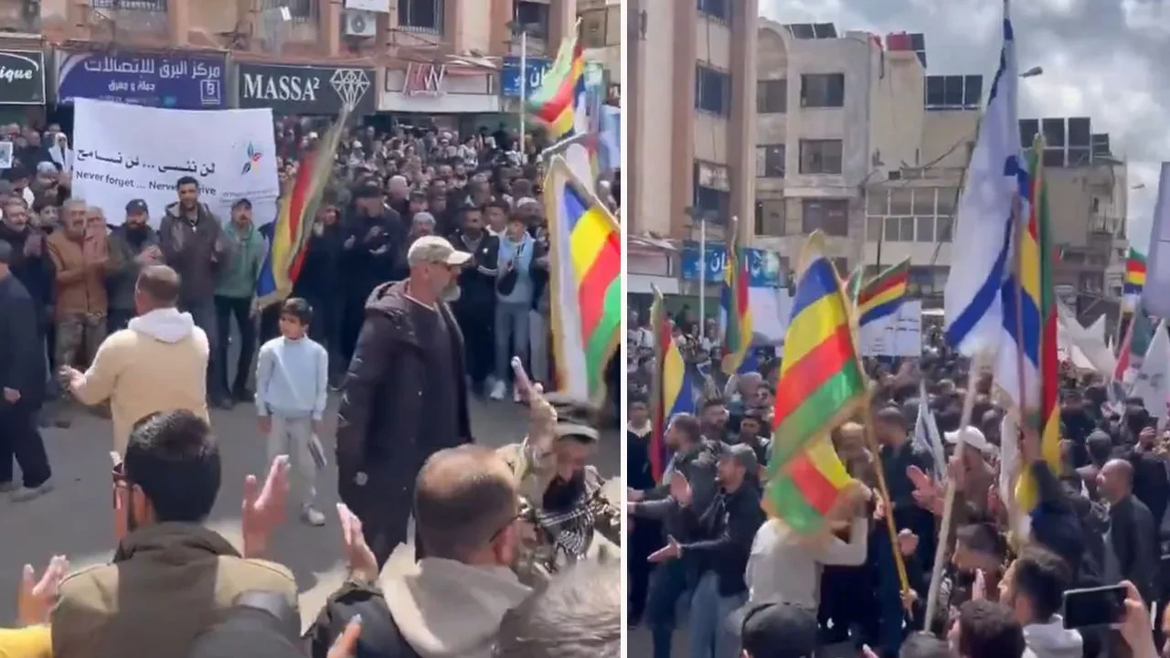 Suriye'de Dürziler İsrail bayraklarıyla sokaklara inip ayrılıkçı sloganlar attı
