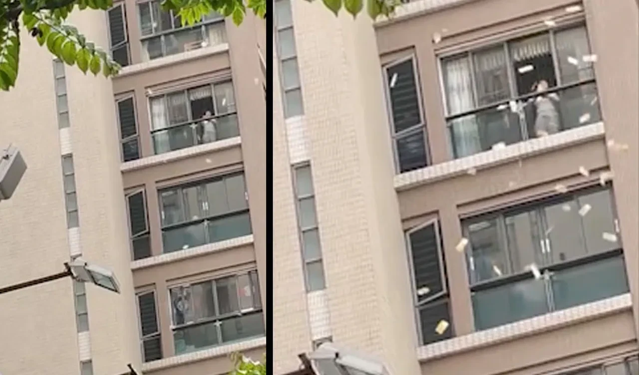 Gökten milyonlar yağdı! Yaşlı kadın paralarını balkonundan saçtı, izdiham oluştu