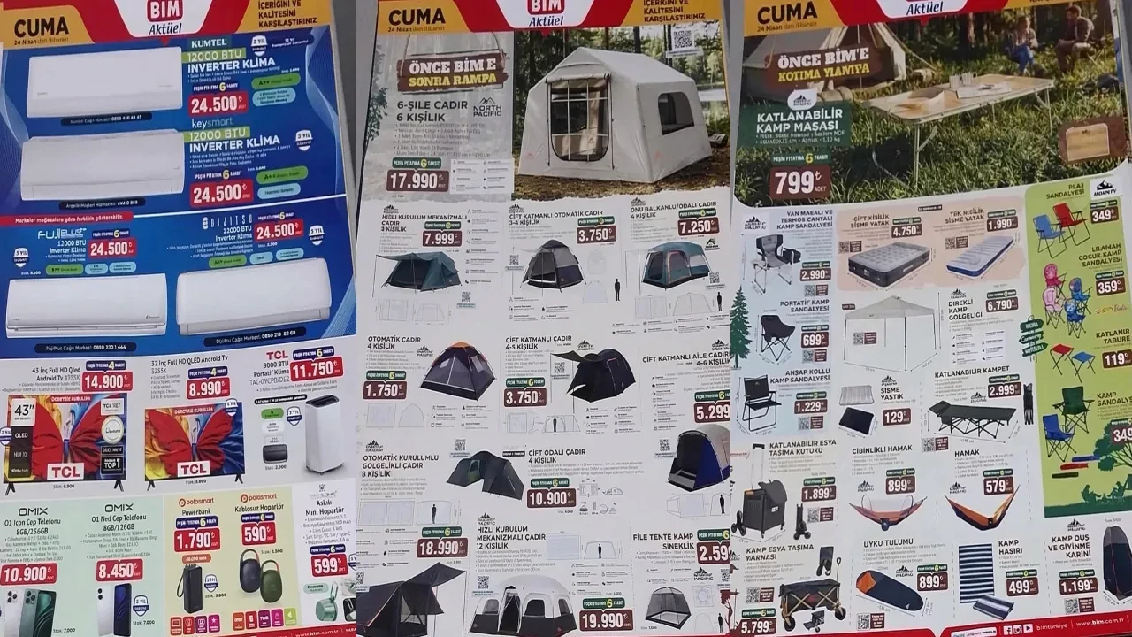 BİM 17-24 Nisan aktüel ürünler kataloğu 2026! Klima çeşitleri, çadır, kamp malzemeleri, termos, tencere geliyor