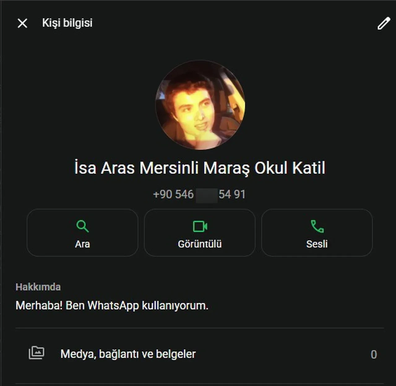 Kahramanmaraş katliamında kan donduran iz: Saldırgan İsa Aras Mersinli'nin WhatsApp profilinde ABD'li katil Elliot Rodger'ın fotoğrafı çıktı!