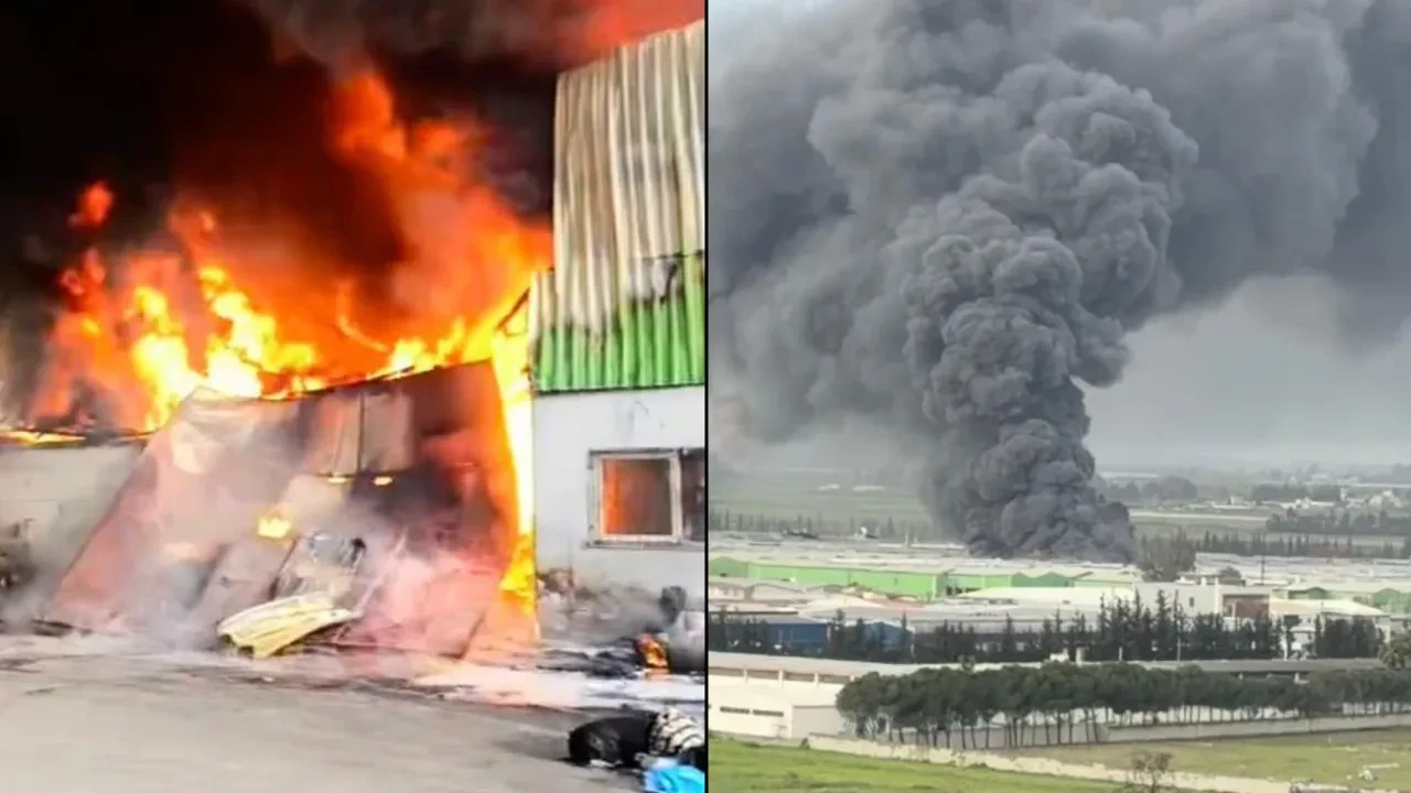 Adana'da geri dönüşüm fabrikasında yangın! Kara dumanlar gökyüzünü kapladı