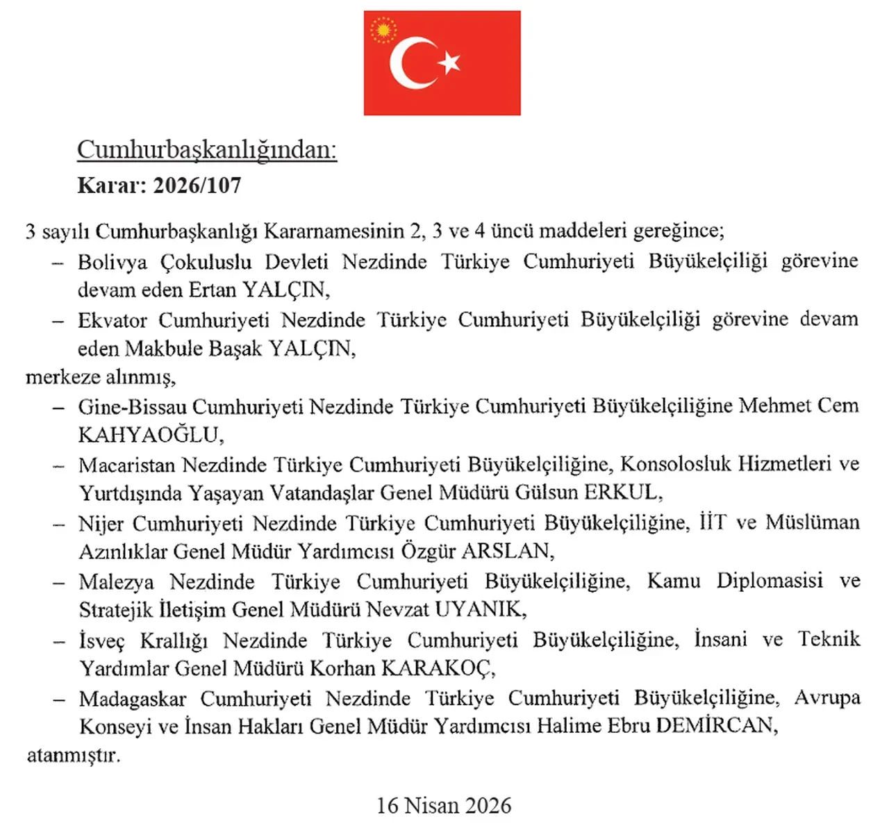 Resmi Gazete'de yeni atamalar! İsveç ve Macaristan dahil 7 ülkeye yeni atama, AFAD yönetimi değişti!