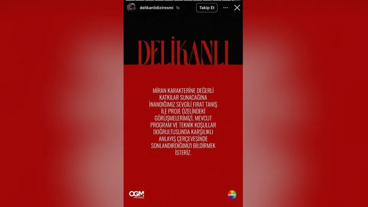  Fırat Tanış Delikanlı dizisinin kadrosundan çıkarıldı! Delikanlı'nın Miran karakterini kimin oynayacağı merak ediliyor