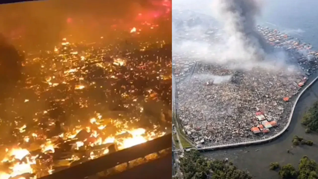 Yüzen kasabada korkunç yangın: Bin ev küle döndü