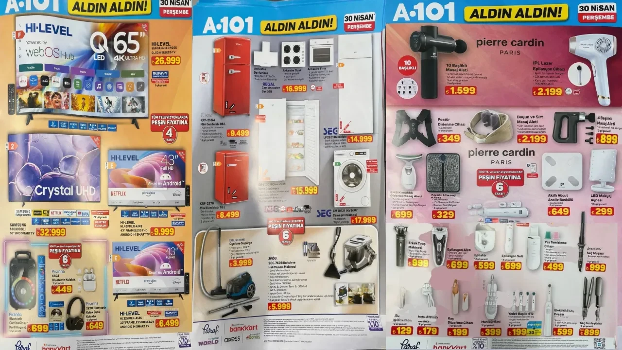 A101 23 - 30 Nisan aktüel ürünler kataloğu 2026! Kulaklık, gözleme sacı, dik ütü, spor ekipmanları, yolluk ve halı çeşitleri geliyor