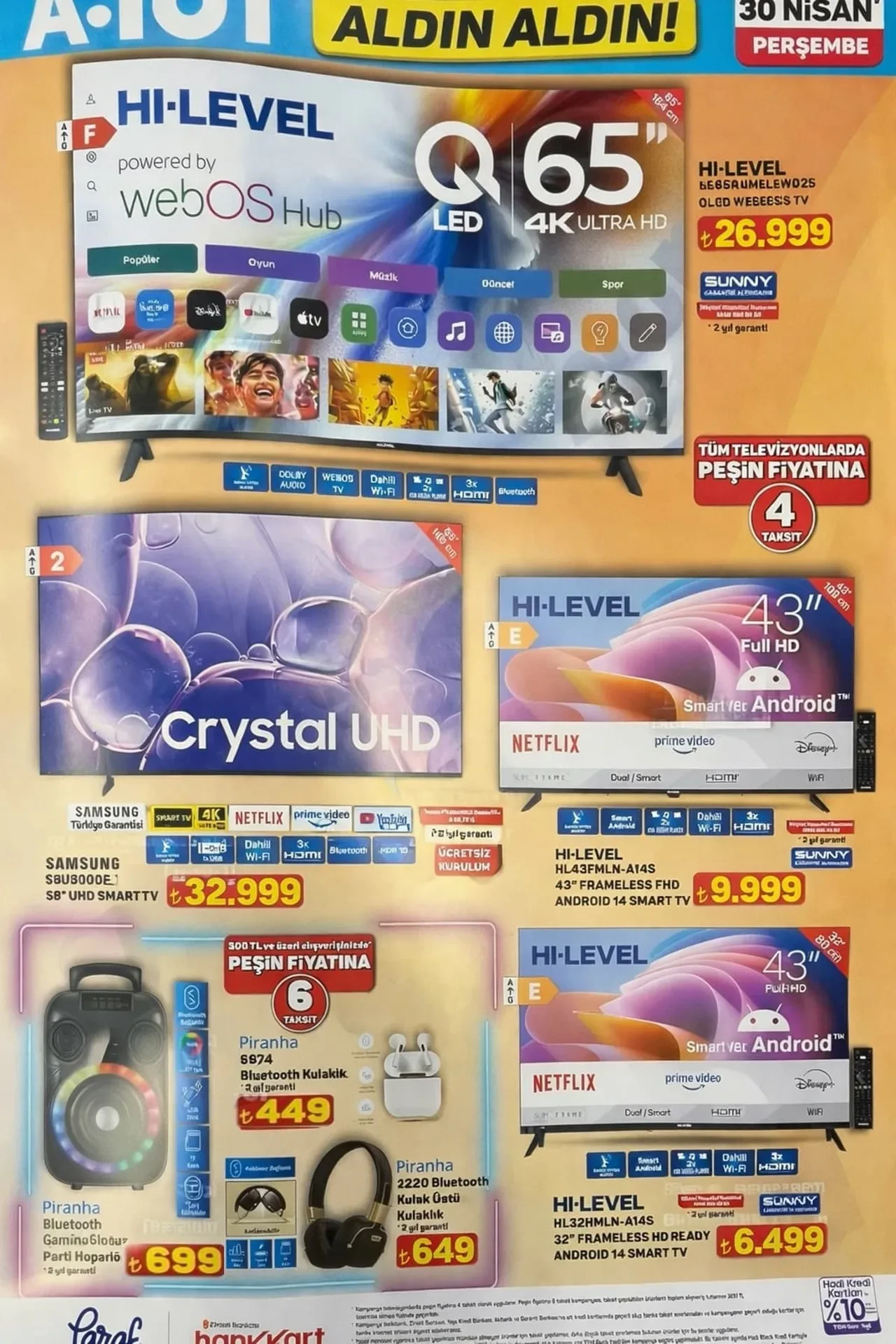 A101 23 - 30 Nisan aktüel ürünler kataloğu 2026! Kulaklık, gözleme sacı, dik ütü, spor ekipmanları, yolluk ve halı çeşitleri geliyor