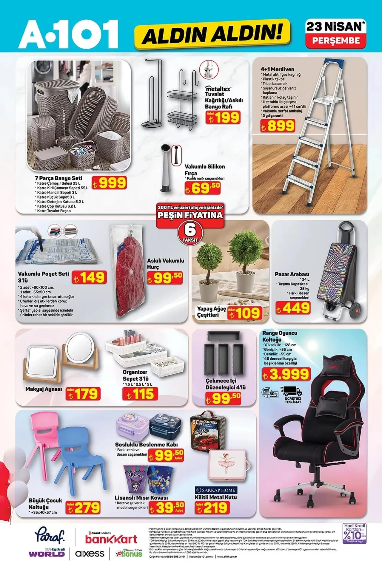 A101 23 - 30 Nisan aktüel ürünler kataloğu 2026! Kulaklık, gözleme sacı, dik ütü, spor ekipmanları, yolluk ve halı çeşitleri geliyor