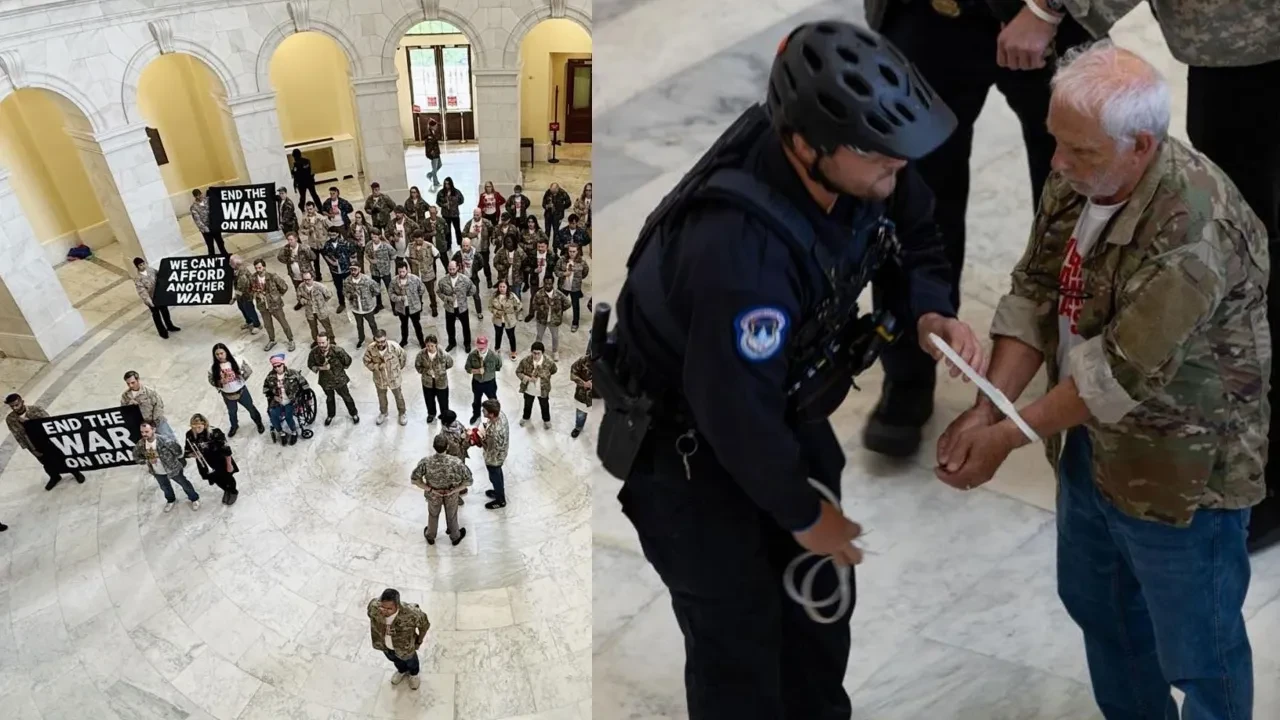 ABD, İran savaşını protesto eden gazileri kelepçeleyip gözaltına aldı!