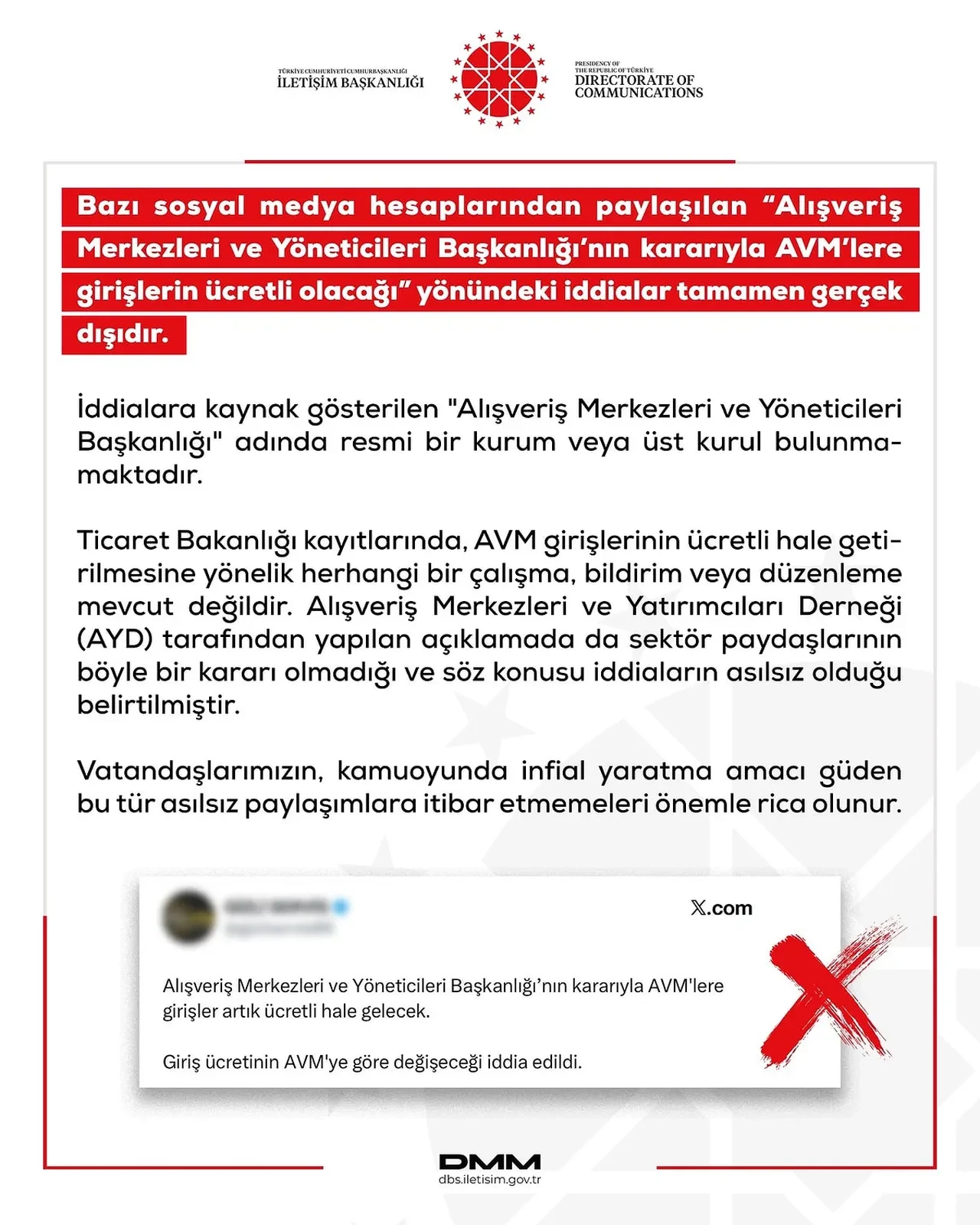 AVM’lere girişler paralı mı olacak giriş ücreti mi alınacak? İletişim Başkanlığı’ndan açıklama