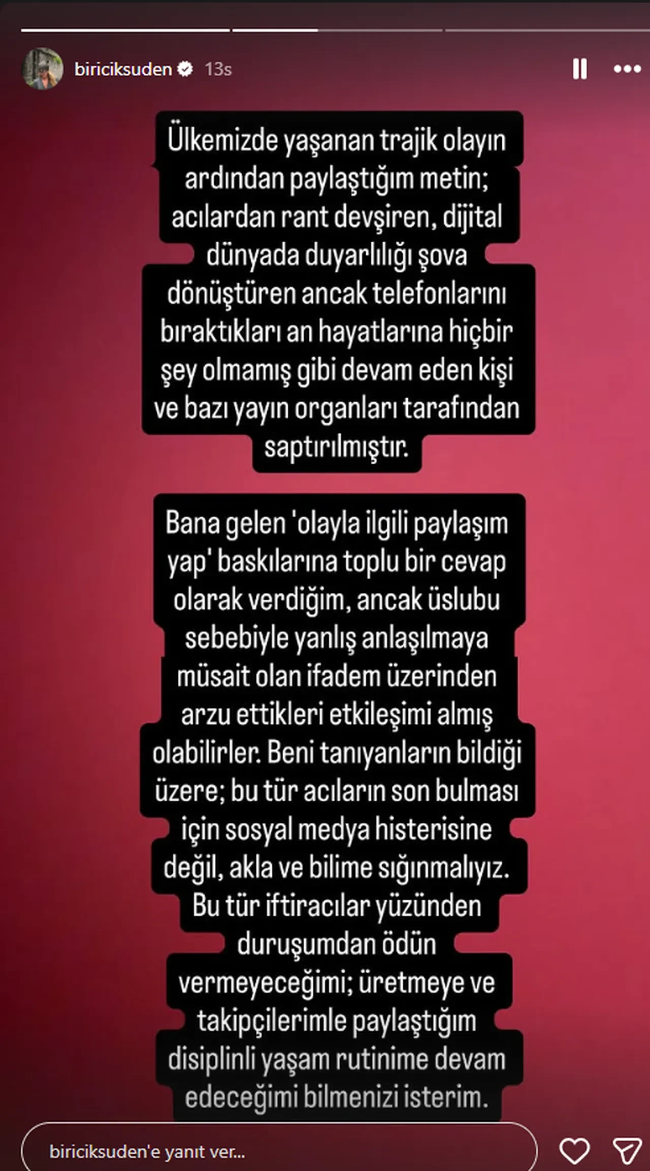 Biricik Suden tepki toplayan okul saldırısı sözleriyle ilgili konuştu! "Duruşumdan ödün vermeyeceğim" 