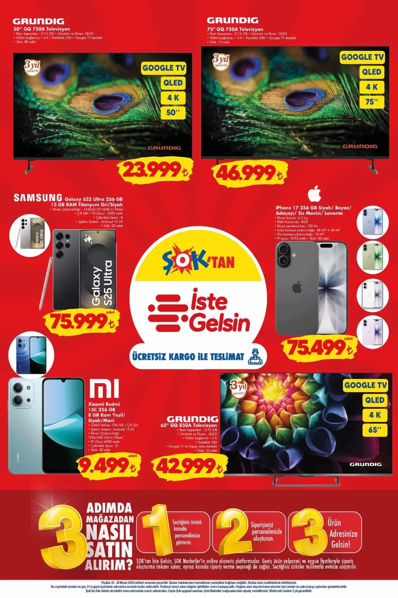 ŞOK 22-28 Nisan aktüel kataloğu 2026! İphone 17, Playstation 5, akıllı saat, çocuk scooter ve drone geliyor