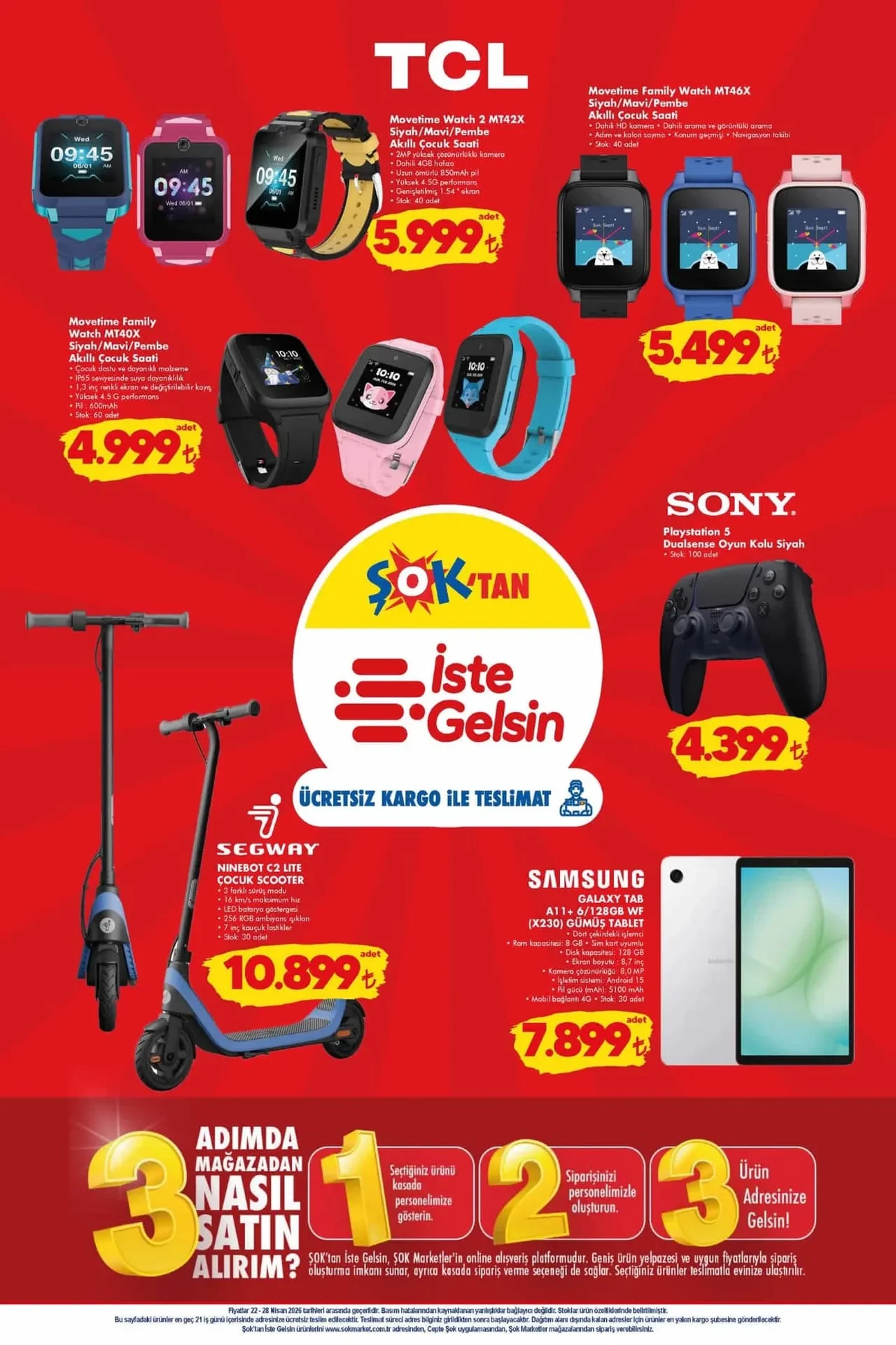 ŞOK 22-28 Nisan aktüel kataloğu 2026! İphone 17, Playstation 5, akıllı saat, çocuk scooter ve drone geliyor