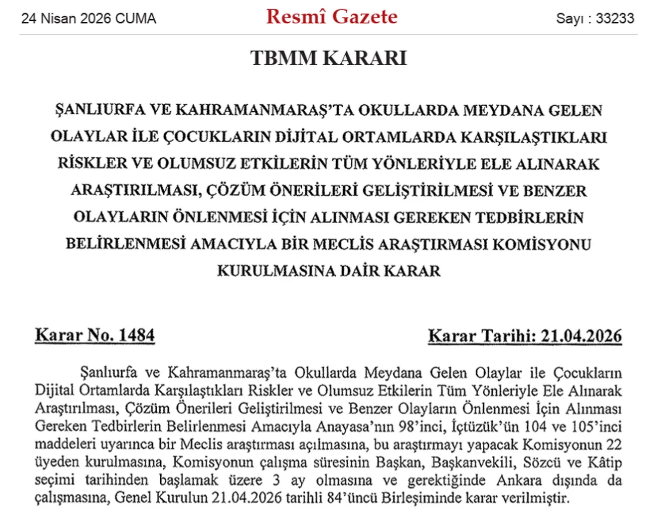 Meclis okul saldırıları için devrede: Komisyon kurulacak